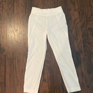 Linen white cropped pop pants